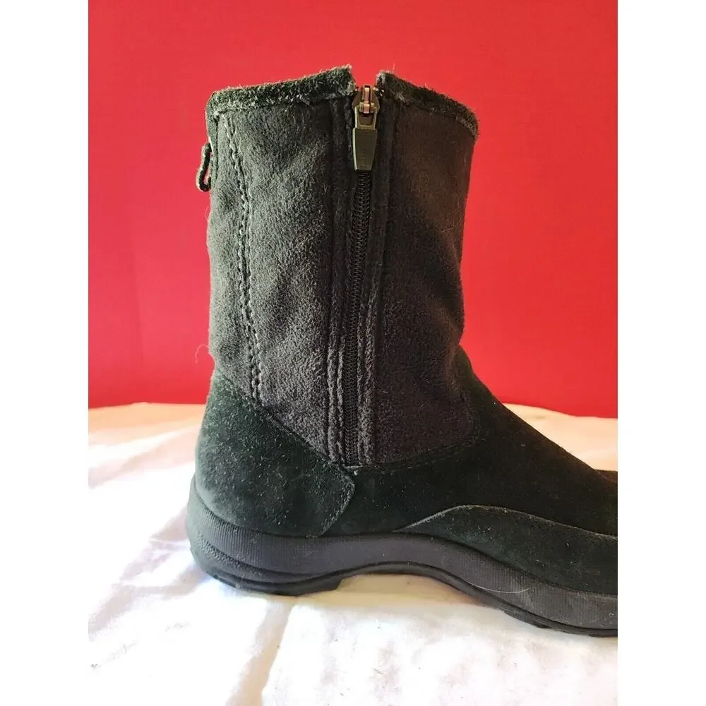 Ll Bean Black Ankle Boots Side Zipper Men's Size 10 M suede and fleece